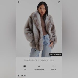 ASOS DESIGN Petite tipped faux fur coat in blue and brown